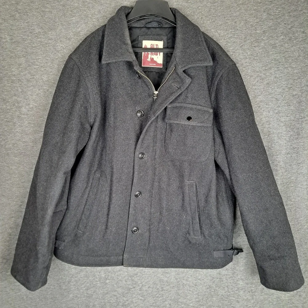 Men's Old Navy Heavy Quilt Lined 70% Wool Peacoat Size Large